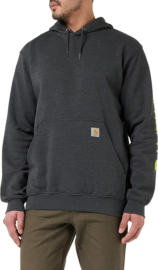 Carhartt Men's Midweight Signature Sleeve Logo Hooded Sweatshirt