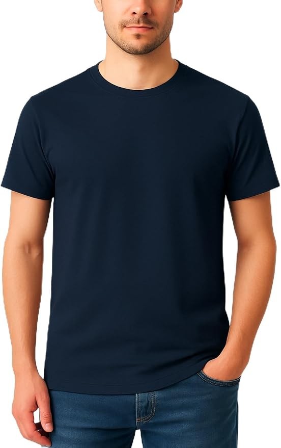 T-Shirts for Men 100% Cotton Premium Crew Neck T-Shirt Short Sleeve Regular Fit Soft Casual Solid Tee