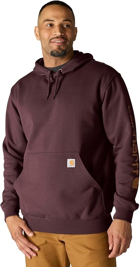 Carhartt Men's Midweight Signature Sleeve Logo Hooded Sweatshirt