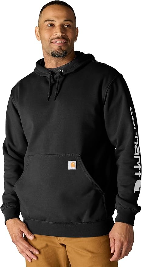 Carhartt Men's Midweight Signature Sleeve Logo Hooded Sweatshirt